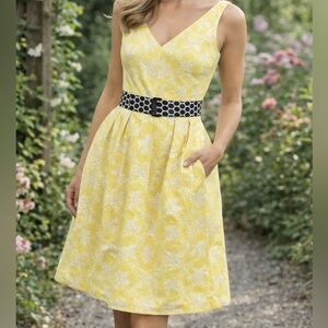 Moulinette Soeurs - Anthropologie Brand Yellow and Cream Floral Dress